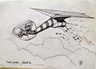 Illustration for article titled Chris Foss Designed Totally Thrilling Rocket Sled Art For Flash Gordon